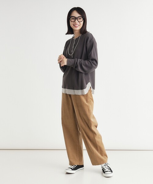 HONEYSUCKLE ROSE（ハニーサックルローズ）の「《1枚でサマになる》ワッフルフェイクレイヤードロンT（Tシャツ/カットソー・レディース・ライトグレー/チャコールグレー・05/04）」の12枚目の写真