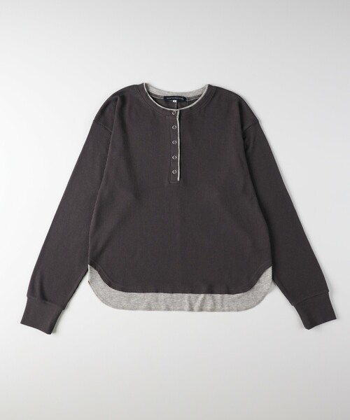 HONEYSUCKLE ROSE（ハニーサックルローズ）の「《1枚でサマになる》ワッフルフェイクレイヤードロンT（Tシャツ/カットソー・レディース・ライトグレー/チャコールグレー・05/04）」の13枚目の写真