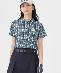 メッシュジャガード半袖ポロシャツ <チェック柄> (WOMENS)