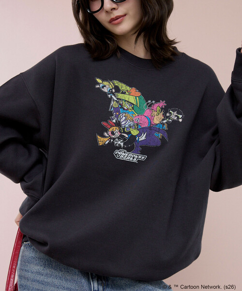 PUBLUX(パブリュクス)の「PUBLUX/パブリュクス 【THE POWERPUFF GIRLS】パワーパフ ガールズ フロントアート スウェット 限定展開(スウェット・レディース・チャコールグレー/ライトグレー・フリ-)」の2枚目の写真