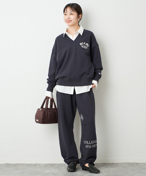 Collegiate Pacific(カレッジエイトパシフィック)の「COLLEGIATE PACIFIC SLOBE別注 Vネックスウェット 【洗濯機使用可能】(スウェット・レディース・チャコールグレー/ホワイト・FREE)」の22枚目の写真