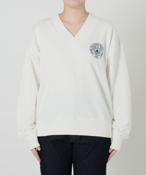 Collegiate Pacific(カレッジエイトパシフィック)の「COLLEGIATE PACIFIC SLOBE別注 Vネックスウェット 【洗濯機使用可能】(スウェット・レディース・チャコールグレー/ホワイト・FREE)」の5枚目の写真