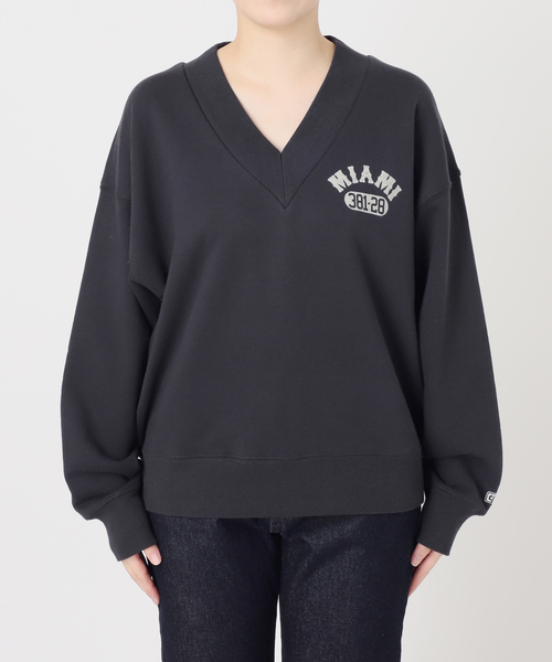 Collegiate Pacific(カレッジエイトパシフィック)の「COLLEGIATE PACIFIC SLOBE別注 Vネックスウェット 【洗濯機使用可能】(スウェット・レディース・チャコールグレー/ホワイト・FREE)」の17枚目の写真