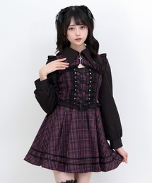 ピアス風十字架ファスナーレースアップワンピース