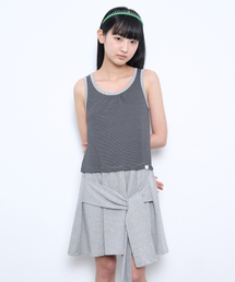 STRIPE TIE DRESS [HEATHER GREY]