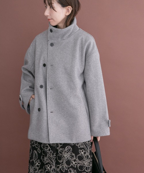 ITEMS URBANRESEARCH(アイテムズ アーバンリサーチ)の「スタンドカラージャケット(その他アウター・レディース・ライトグレー/チャコールグレー/ベージュ・FREE)」の1枚目の写真