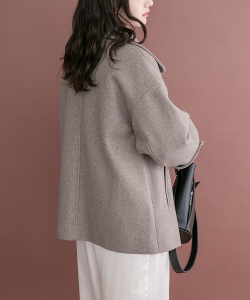 ITEMS URBANRESEARCH(アイテムズ アーバンリサーチ)の「スタンドカラージャケット(その他アウター・レディース・ライトグレー/チャコールグレー/ベージュ・FREE)」の6枚目の写真
