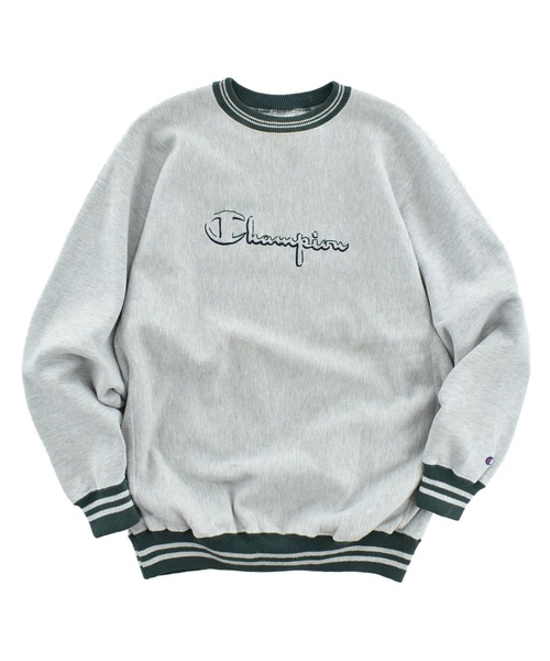 USED】90's Champion 刺繍ロゴ 配色リブ リバースウィーブ スウェット