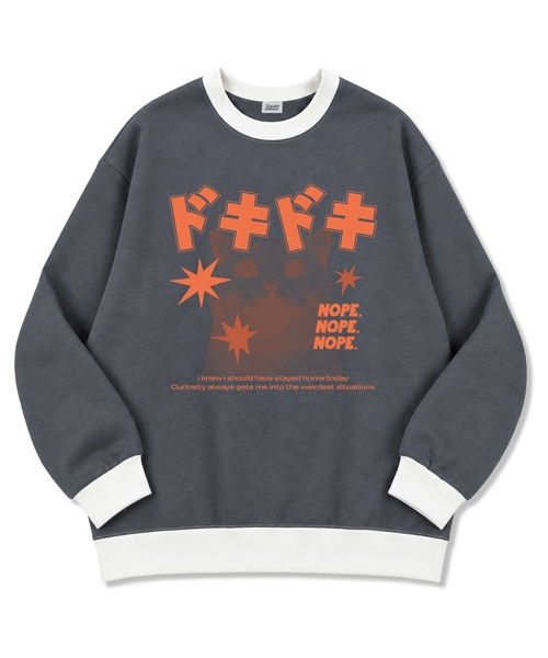 TI.GLAKE(ティーグレイク)の「ノップノップノップ オーバーサイズ 特厚ダブルフェイス リンガー スウェット Tシャツ 2カラー(スウェット・レディース・チャコール/ブラック・MEDIUM/LARGE/X-LARGE/XX-LARGE)」の2枚目の写真