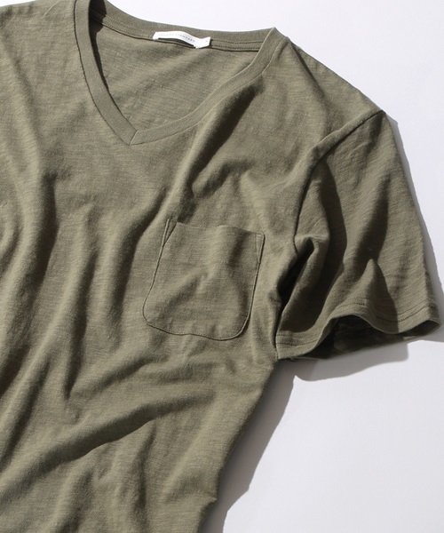 WEGO（ウィゴー）の「WEGO/スラブVネックポケットTシャツ（Tシャツ/カットソー・メンズ・ホワイト/ネイビー/オレンジ/カーキ・SMALL/LARGE/MEDIUM）」の3枚目の写真