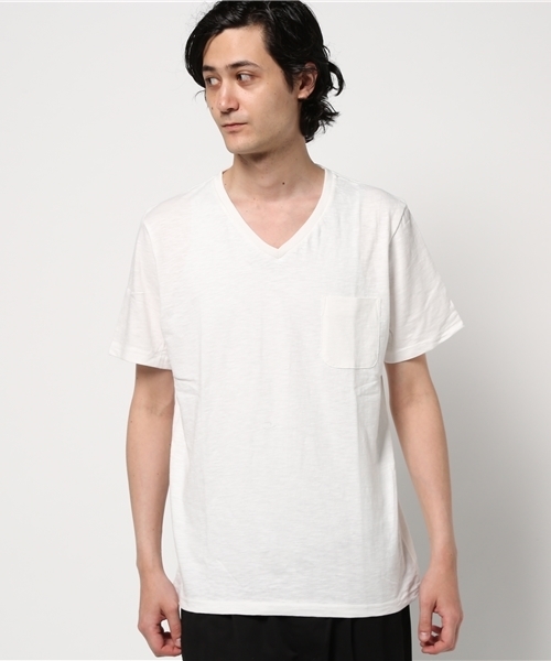 WEGO（ウィゴー）の「WEGO/スラブVネックポケットTシャツ（Tシャツ/カットソー・メンズ・ホワイト/ネイビー/オレンジ/カーキ・SMALL/LARGE/MEDIUM）」の14枚目の写真