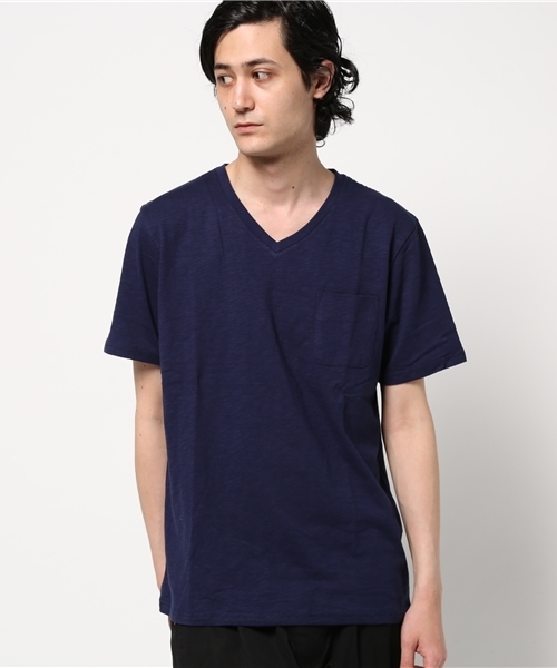 WEGO（ウィゴー）の「WEGO/スラブVネックポケットTシャツ（Tシャツ/カットソー・メンズ・ホワイト/ネイビー/オレンジ/カーキ・SMALL/LARGE/MEDIUM）」の12枚目の写真