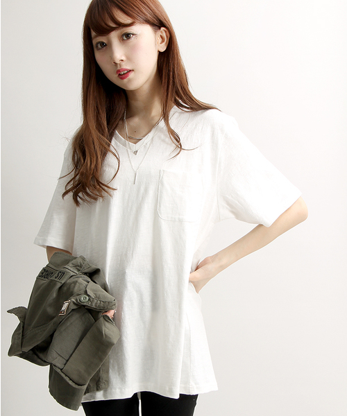 WEGO（ウィゴー）の「WEGO/スラブVネックポケットTシャツ（Tシャツ/カットソー・メンズ・ホワイト/ネイビー/オレンジ/カーキ・SMALL/LARGE/MEDIUM）」の16枚目の写真