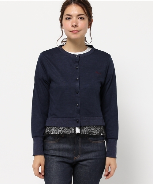 RNA（アールエヌエー）の「M0588 レースコンビカーディガン（カーディガン/ボレロ・レディース・ネイビー/杢グレー/グレイッシュブルー・MEDIUM）」の7枚目の写真