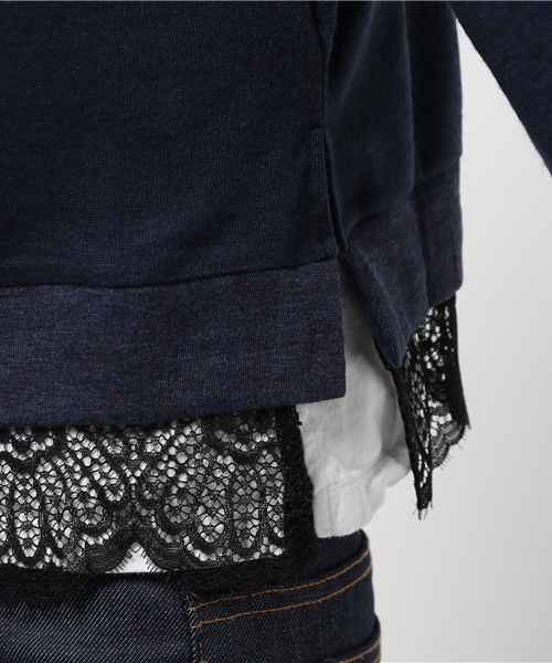 RNA（アールエヌエー）の「M0588 レースコンビカーディガン（カーディガン/ボレロ・レディース・ネイビー/杢グレー/グレイッシュブルー・MEDIUM）」の12枚目の写真