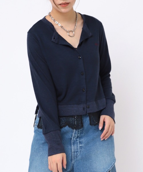 RNA（アールエヌエー）の「M0588 レースコンビカーディガン（カーディガン/ボレロ・レディース・ネイビー/杢グレー/グレイッシュブルー・MEDIUM）」の2枚目の写真