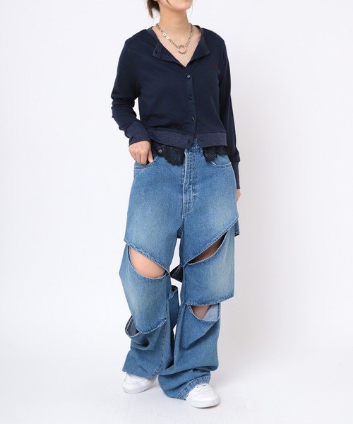 RNA（アールエヌエー）の「M0588 レースコンビカーディガン（カーディガン/ボレロ・レディース・ネイビー/杢グレー/グレイッシュブルー・MEDIUM）」の19枚目の写真