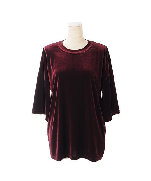 Luz Llena (NEY)（ラズレナニー）の「オーバーサイズ・ベロアトップス/Tシャツ（Tシャツ/カットソー・レディース・ネイビー/チャコールグレー/ボルドー・MEDIUM）」の3枚目の写真