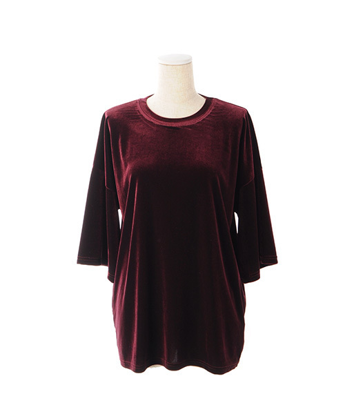 Luz Llena (NEY)（ラズレナニー）の「オーバーサイズ・ベロアトップス/Tシャツ（Tシャツ/カットソー・レディース・ネイビー/チャコールグレー/ボルドー・MEDIUM）」の7枚目の写真