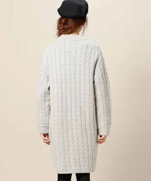BEAUTY&YOUTH UNITED ARROWS（ビューティーアンドユースユナイテッドアローズ）の「BY ウールカシミヤ ケーブル ニットワンピース◆（ワンピース・レディース・ライトグレー/オレンジ系その他/ネイビー・FREE）」の9枚目の写真