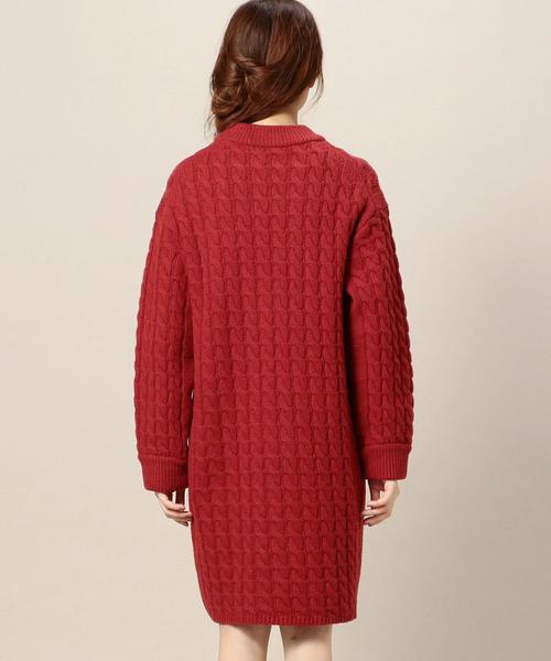 BEAUTY&YOUTH UNITED ARROWS（ビューティーアンドユースユナイテッドアローズ）の「BY ウールカシミヤ ケーブル ニットワンピース◆（ワンピース・レディース・ライトグレー/オレンジ系その他/ネイビー・FREE）」の5枚目の写真