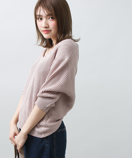 WEGO(ウィゴー)の「DISPARK/バックデザインニット(ニット/セーター・レディース・サックスブルー/ピンク/ホワイト・FREE)」の3枚目の写真
