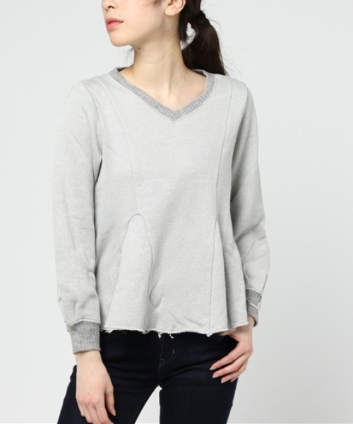 Audition（オーディション）の「M0578 ペプラムシルエットシャギープルオーバー（Tシャツ/カットソー・レディース・オフホワイト/グレー/ブラック・MEDIUM）」の3枚目の写真
