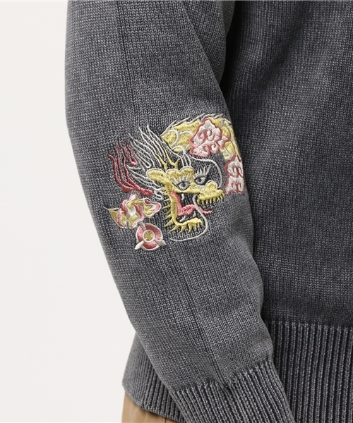 HOUSTON(ヒューストン)の「【HOUSTON】刺繍C-2セーター(ニット/セーター・メンズ・オリーブドラブ/ブラック/ネイビー・X-LARGE/LARGE/MEDIUM)」の9枚目の写真