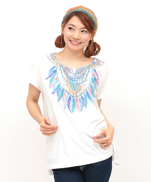 チチカカ(チチカカ)の「アフリカンフェザー Tシャツ(Tシャツ/カットソー・レディース・その他1/グレー/カラフル・FREE)」の18枚目の写真