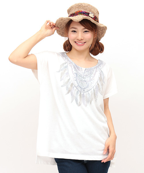 チチカカ(チチカカ)の「アフリカンフェザー Tシャツ(Tシャツ/カットソー・レディース・その他1/グレー/カラフル・FREE)」の21枚目の写真