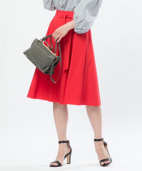 Rouge vif(ルージュヴィフ)の「リボン付きフレアスカート(スカート・レディース・ブルー/カーキ/ブラック/レッド・36/38)」の1枚目の写真