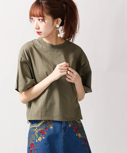 WEGO（ウィゴー）の「WEGO/SILKCOTTONハイネック5分袖カットソー（Tシャツ/カットソー・レディース・ブラック/カーキ/ターコイズブルー/マスタード/ワイン/ホワイト系その他5/ブラウン・LARGE/MEDIUM）」の4枚目の写真
