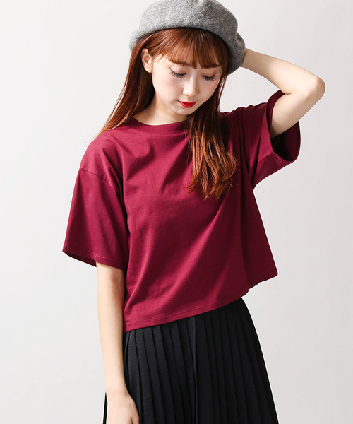 WEGO（ウィゴー）の「WEGO/SILKCOTTONハイネック5分袖カットソー（Tシャツ/カットソー・レディース・ブラック/カーキ/ターコイズブルー/マスタード/ワイン/ホワイト系その他5/ブラウン・LARGE/MEDIUM）」の7枚目の写真