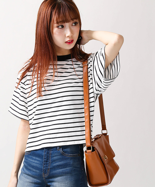 WEGO（ウィゴー）の「WEGO/SILKCOTTONハイネック5分袖カットソー（Tシャツ/カットソー・レディース・ブラック/カーキ/ターコイズブルー/マスタード/ワイン/ホワイト系その他5/ブラウン・LARGE/MEDIUM）」の2枚目の写真