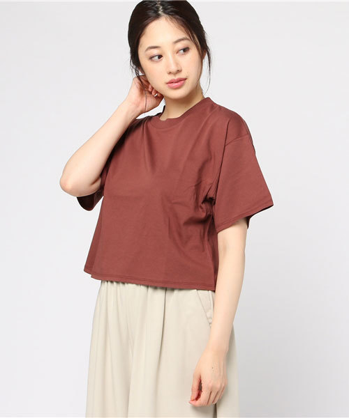 WEGO（ウィゴー）の「WEGO/SILKCOTTONハイネック5分袖カットソー（Tシャツ/カットソー・レディース・ブラック/カーキ/ターコイズブルー/マスタード/ワイン/ホワイト系その他5/ブラウン・LARGE/MEDIUM）」の3枚目の写真