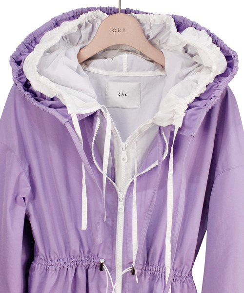 CRY.（クライ）の「The PLASTICS/color　レイヤードフーディードレス/カラー（ワンピース・レディース・パープル・38）」の7枚目の写真