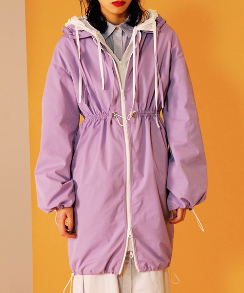 CRY.（クライ）の「The PLASTICS/color　レイヤードフーディードレス/カラー（ワンピース・レディース・パープル・38）」の10枚目の写真