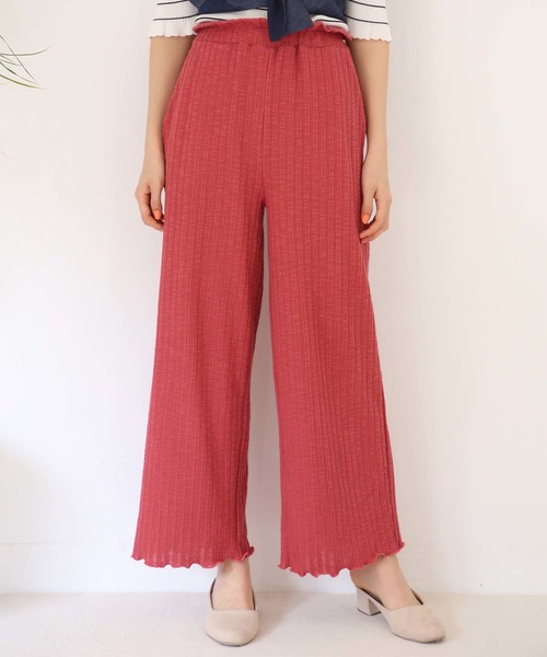 one after another NICE CLAUP（ワンアフターアナザーナイスクラップ）の「使いやすいテレコパンツ（その他パンツ・レディース・ブラック/グレー/アイボリー/レッド・FREE）」の4枚目の写真