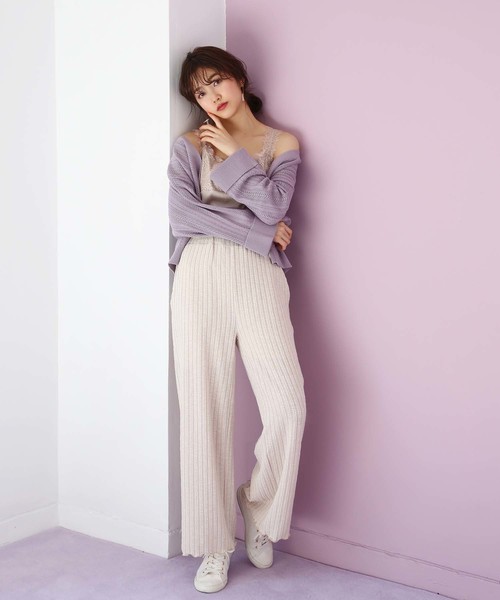 one after another NICE CLAUP（ワンアフターアナザーナイスクラップ）の「使いやすいテレコパンツ（その他パンツ・レディース・ブラック/グレー/アイボリー/レッド・FREE）」の9枚目の写真