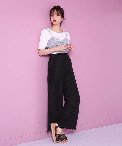 one after another NICE CLAUP（ワンアフターアナザーナイスクラップ）の「使いやすいテレコパンツ（その他パンツ・レディース・ブラック/グレー/アイボリー/レッド・FREE）」の11枚目の写真