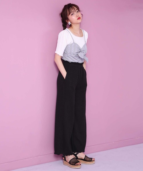 one after another NICE CLAUP（ワンアフターアナザーナイスクラップ）の「使いやすいテレコパンツ（その他パンツ・レディース・ブラック/グレー/アイボリー/レッド・FREE）」の12枚目の写真