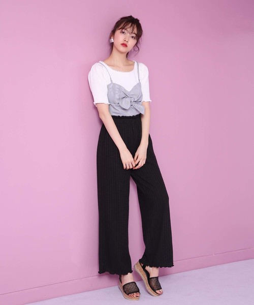 one after another NICE CLAUP（ワンアフターアナザーナイスクラップ）の「使いやすいテレコパンツ（その他パンツ・レディース・ブラック/グレー/アイボリー/レッド・FREE）」の13枚目の写真