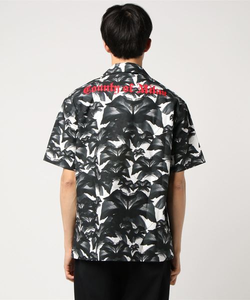 MARCELO BURLON COUNTY OF MILAN / grey flowers/半袖シャツ/S/コットン/BLK/総柄 MARCELO BURLON（マルセロ・バーロン）の「MARCELO BURLON 『GREY