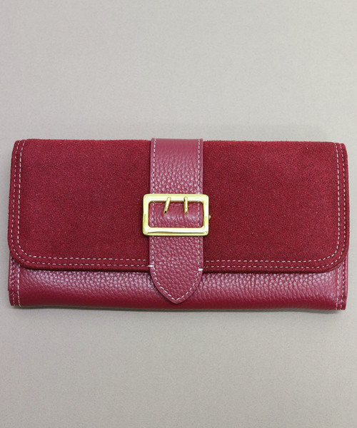 florist(フローリスト)の「【牛革】アンティークレトロベルトフラップ異素材長財布(財布・レディース・ブラック/パープル/ピンク/グリーン/キャメル・FREE)」の1枚目の写真