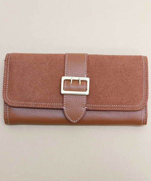 florist(フローリスト)の「【牛革】アンティークレトロベルトフラップ異素材長財布(財布・レディース・ブラック/パープル/ピンク/グリーン/キャメル・FREE)」の4枚目の写真