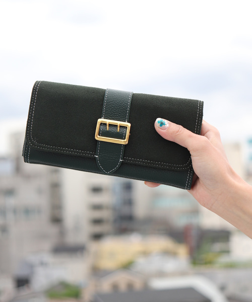 florist(フローリスト)の「【牛革】アンティークレトロベルトフラップ異素材長財布(財布・レディース・ブラック/パープル/ピンク/グリーン/キャメル・FREE)」の3枚目の写真