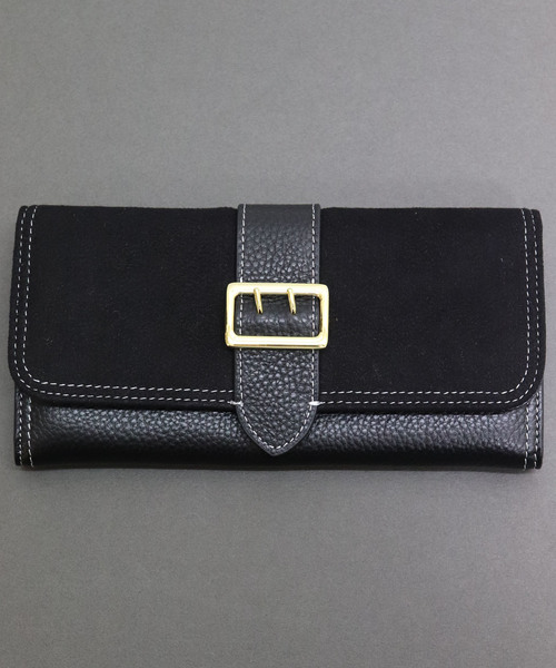 florist(フローリスト)の「【牛革】アンティークレトロベルトフラップ異素材長財布(財布・レディース・ブラック/パープル/ピンク/グリーン/キャメル・FREE)」の2枚目の写真