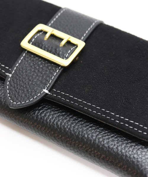 florist(フローリスト)の「【牛革】アンティークレトロベルトフラップ異素材長財布(財布・レディース・ブラック/パープル/ピンク/グリーン/キャメル・FREE)」の11枚目の写真