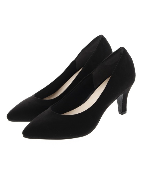 JELLY BEANS（ジェリービーンズ）の「ポインテッドプレーンパンプス<ふわさら>(112-9510)JELLY BEANS(ジェリービーンズ)（パンプス・レディース・ブラック/パープル/グレー/グリーン/マルチ/ダークベージュ/ネイビー/レッド/ベージュ/チェック/シルバー/ダークブラウン/マスタード/ワイン/ダークグリーン/ブラック系その他/ダークグレー/ライトグレー/ダークパープル/ミント/グレー系その他/ブラック×ブラック/ライトブルー/ローズ/ライトグリーン・23/24/25/22/25.5/22.5/24.5/23.5/21.5）」の2枚目の写真