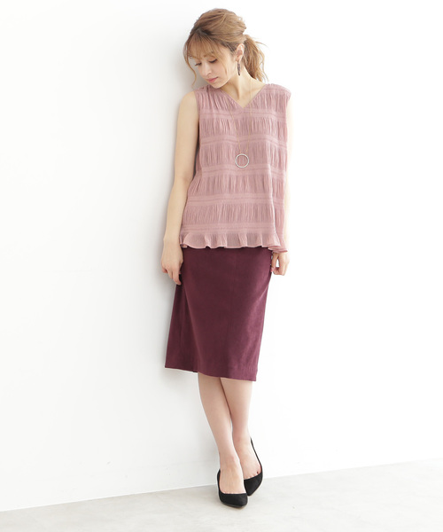 N.（N. Natural Beauty Basic）（エヌエヌナチュラルビューティーベーシック）の「◆ピーチスウェードタイトスカート（スカート・レディース・ベージュ/カーキ/イエロー/ワイン・SMALL/MEDIUM）」の14枚目の写真